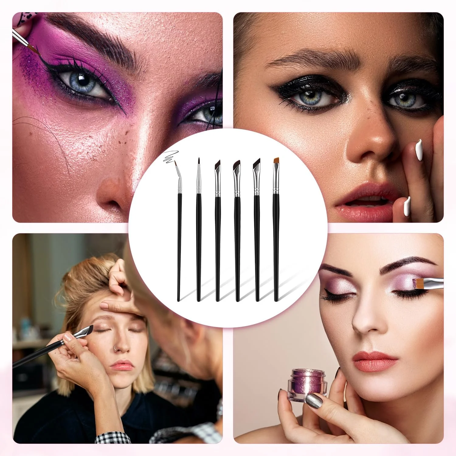 Набір пензлів Precisio для підводки очей Тонкий плоский ультраплоский чорний, фото №7