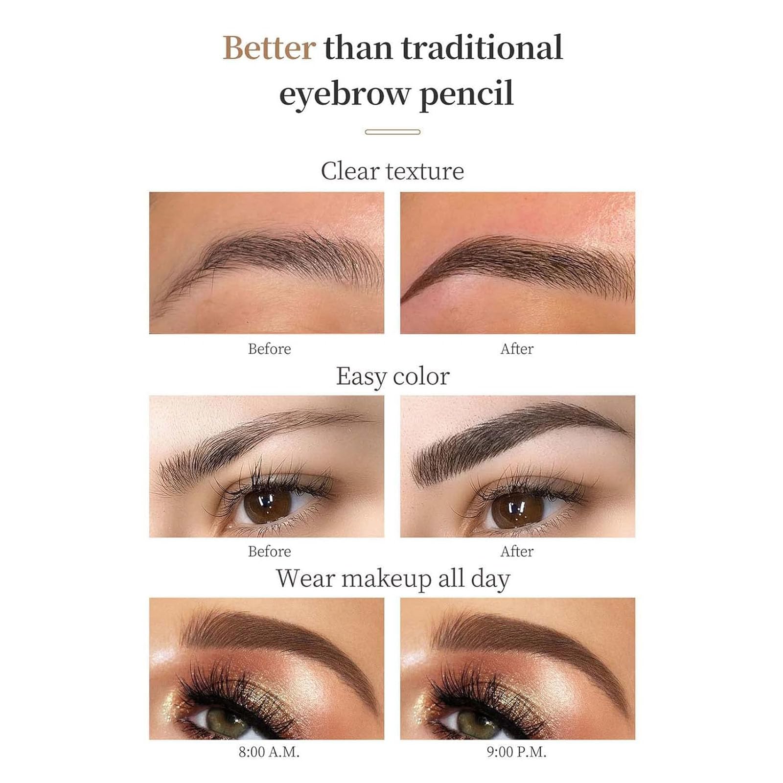 2024 Водостойкий карандаш для бровей 3D-миниатюрный с 4-зубцовым аппликатором Натуральные брови, фото №6