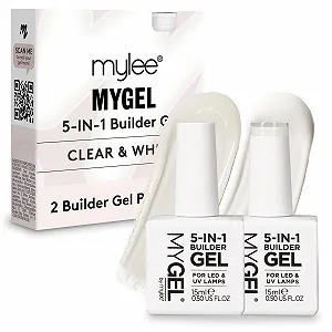 Гель для наращивания ногтей Mylee 5-в-1, 2 x 15 мл - Прозрачный и Белый - Фото 1