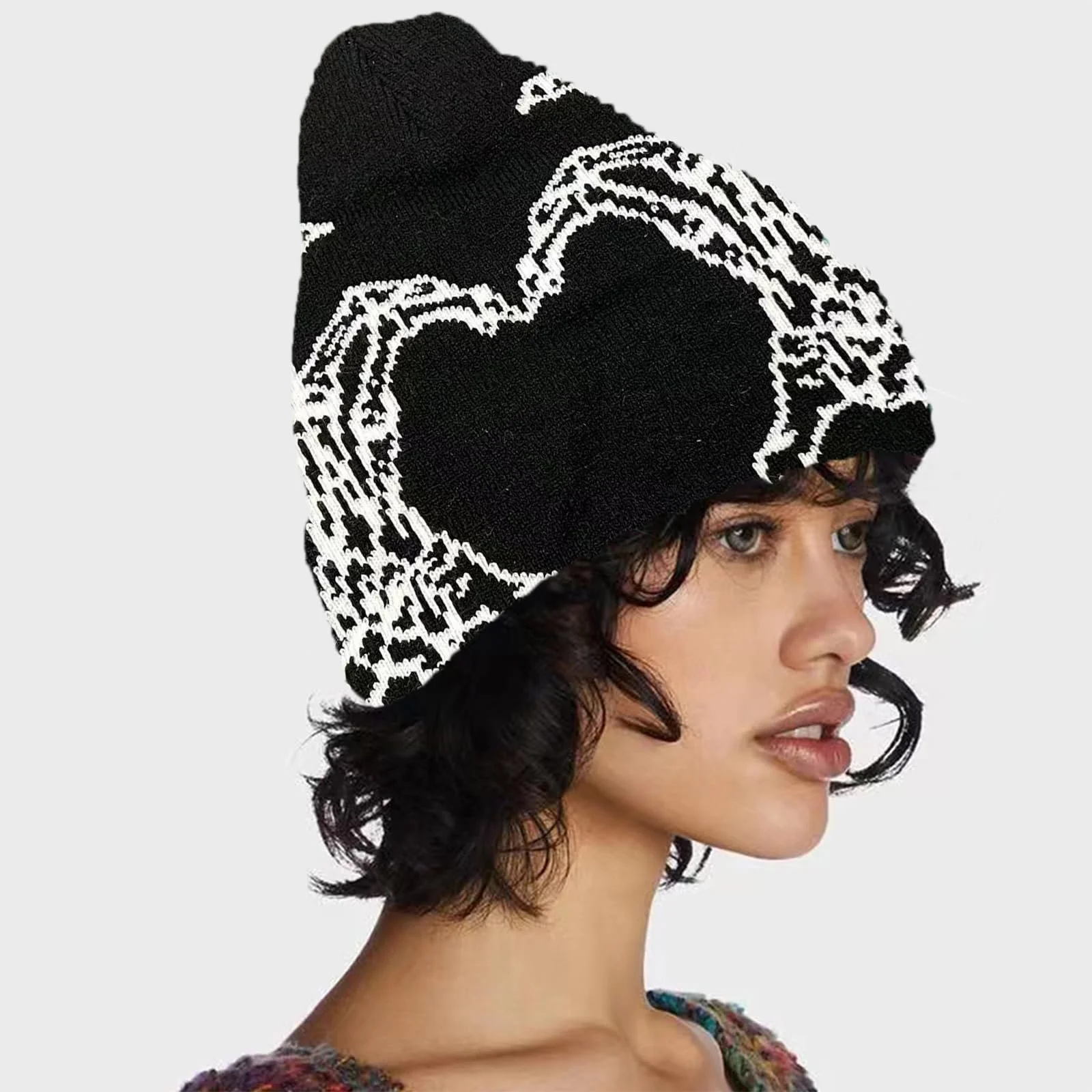 Вязаная шапка для подростков Ldabrye Жаккардовый узор, фото №4