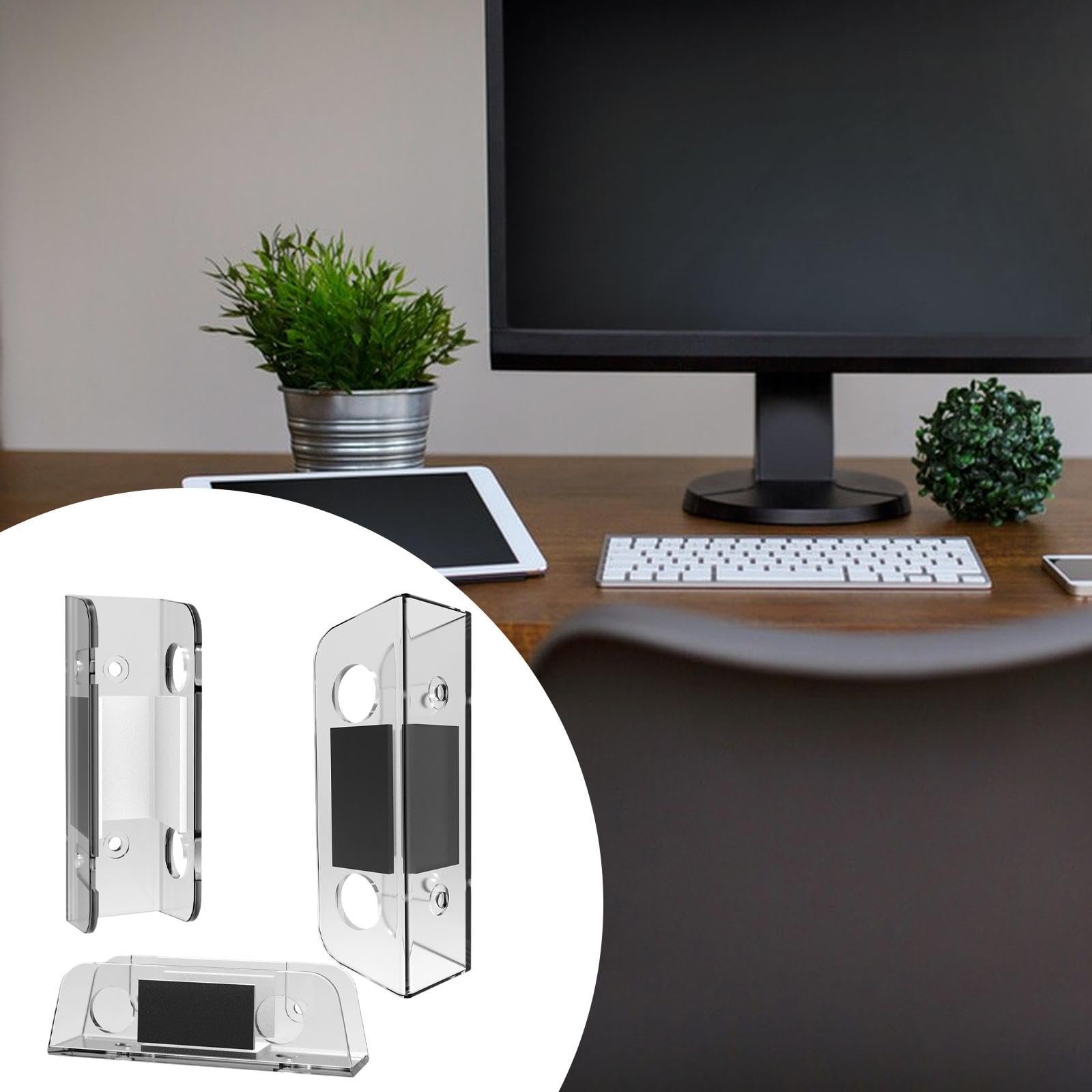 Тримач для ноутбука для встановлення на стільницю/під стільницю, захисні накладки, покращена стабільність, проста установка, міцний, прозорий, фото №4