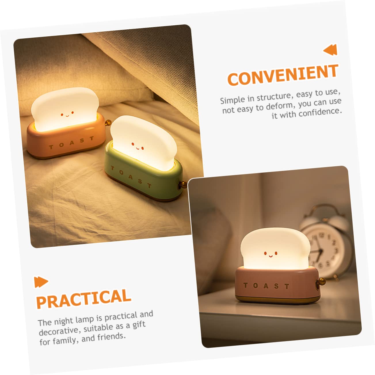Светильник Housoutil LED Hipc детский USB-зарядка тостер с ночником, фото №5