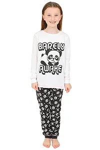 Пижама Barely Awake Panda С длинными рукавами для девочек - Черный/Белый synthetic.ua - Фото 1