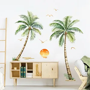Наклейка на стіну Tanlaby Пальма велика XXL тропічні рослини пляж Green synthetic.ua - Фото 1