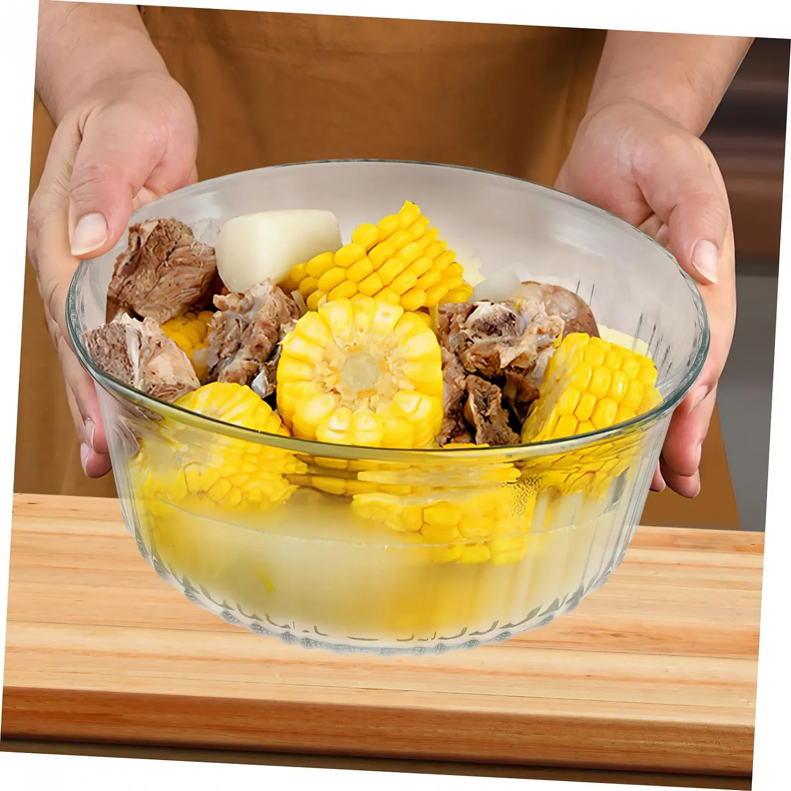 Форма для запікання кругла з кришкою боросилікатне скло, фото №7