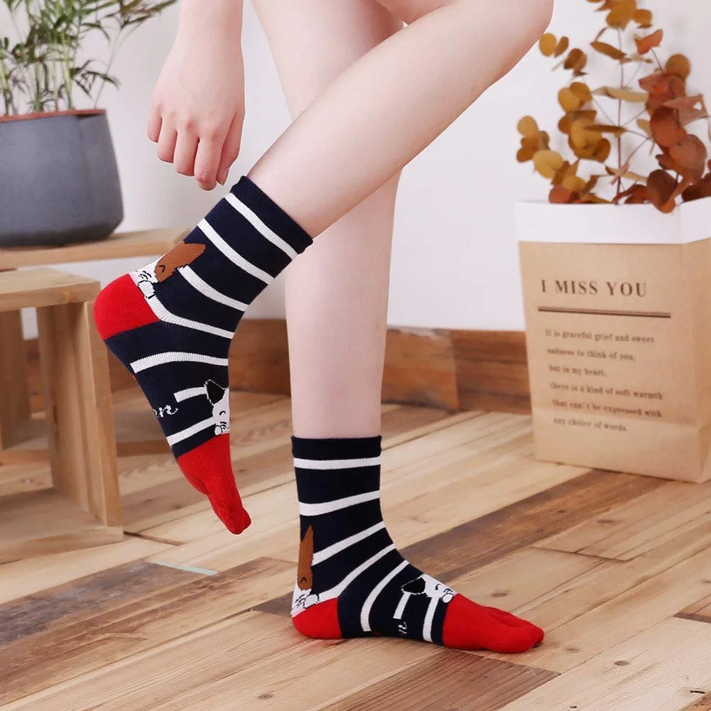 Носки с пальцами ZAKASA Женские носки для тренировок: Короткие носки с пятью пальцами для женщин, цветные хлопковые спортивные носки, 5 пар, EU 35-42, фото №3