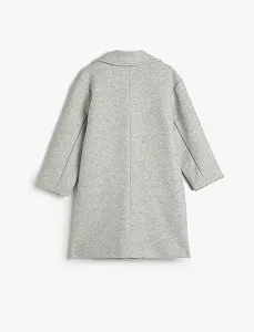 Пальто для дівчинки Koton з V-подібним вирізом, довгими рукавами, кишенями на ґудзиках synthetic.ua - Фото 1