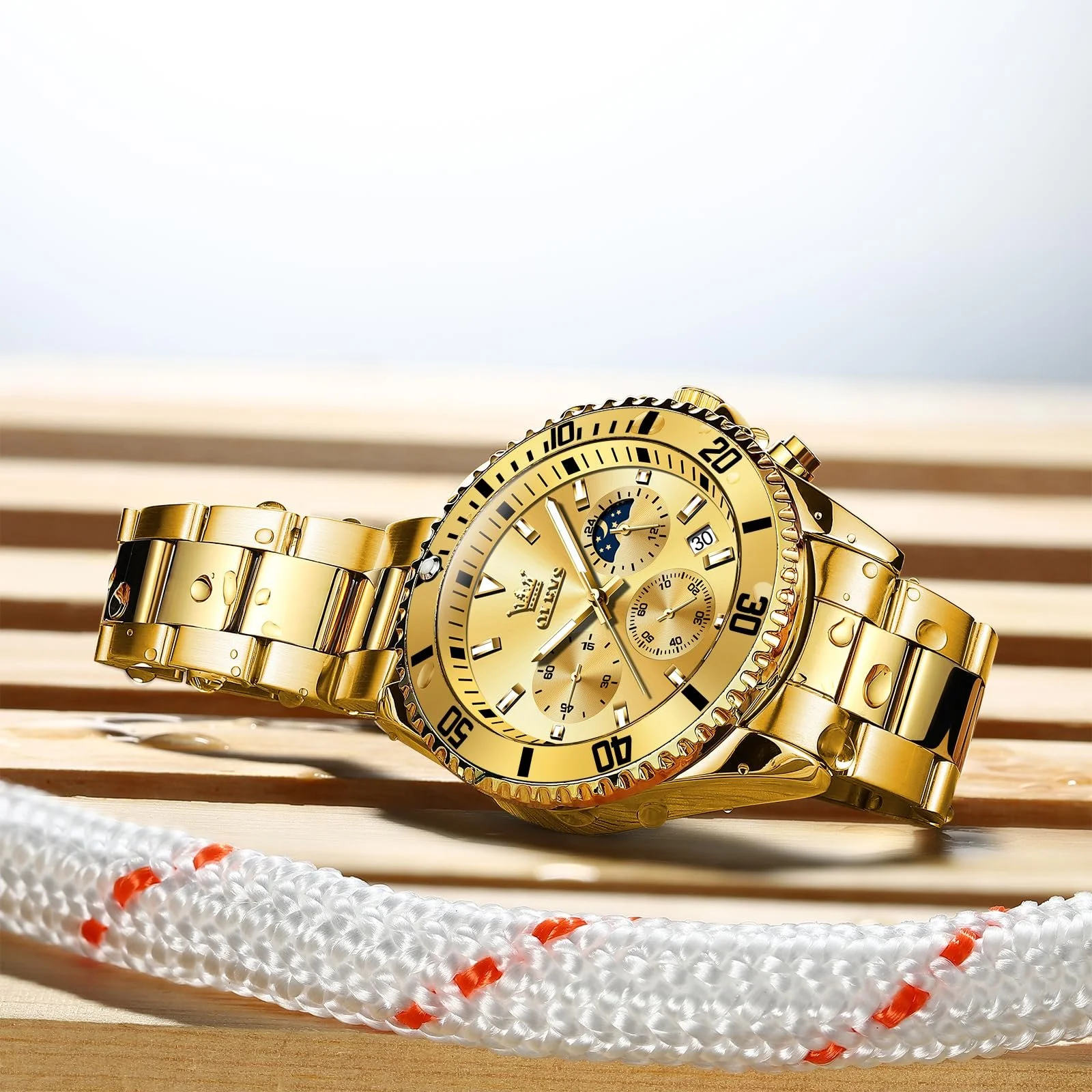 Годинник OLEVS Чоловічий Сучасний Великий Аналоговий Металевий Ремінець з Нержавіючої Сталі, фото №4