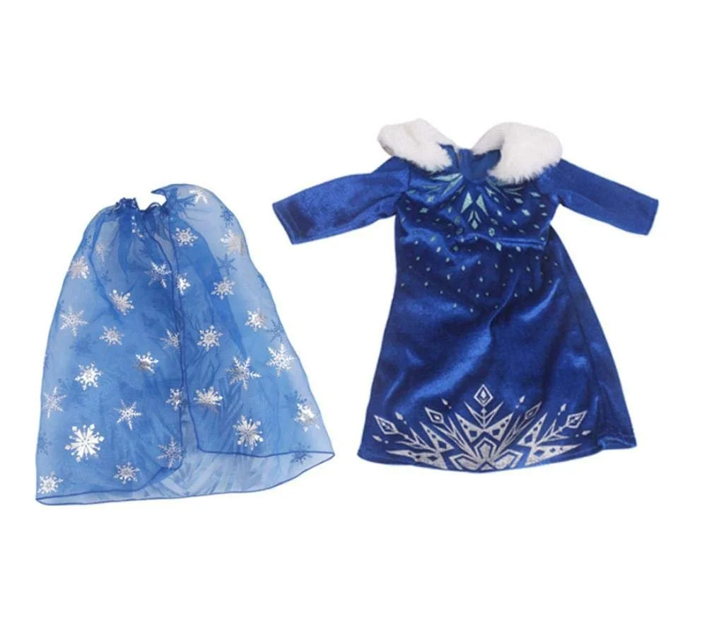 Одяг для ляльки DUORUIMI Сукня принцеси королеви з накидкою для American Girl Doll 18 дюймів, візерунок сніжинки, фото №6