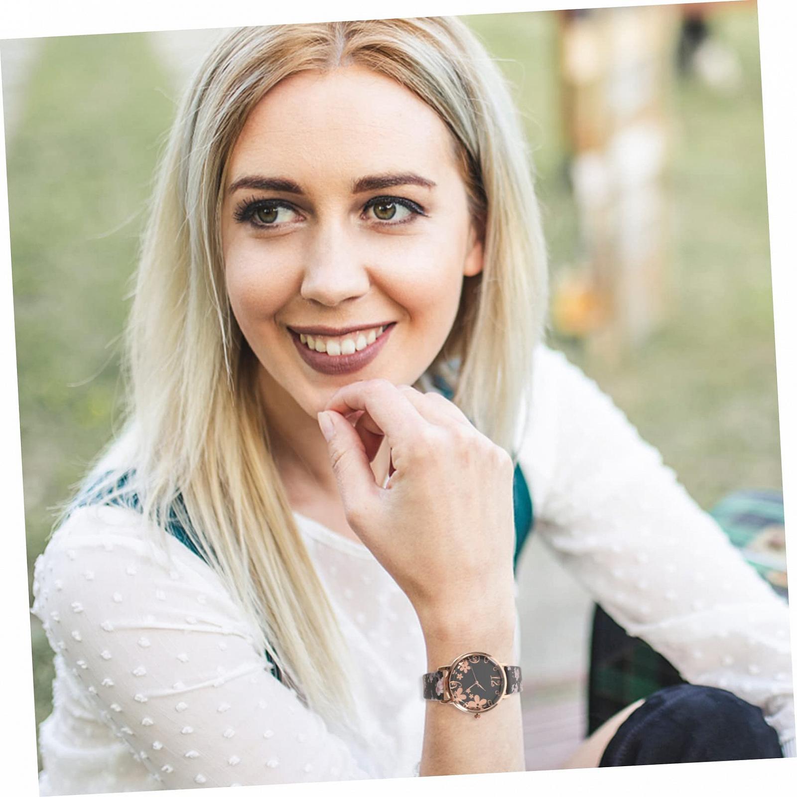 Жіночий годинник LIFKOME Декоративний годинник Аналоговий Квітковий Чорний, фото №2