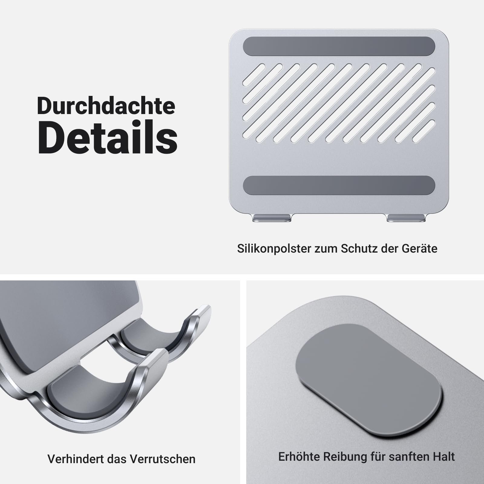 Подставка для ноутбука UGREEN, регулируемая по высоте, вращающаяся подставка для ноутбука, вращающееся основание, совместима со всеми ноутбуками 10-17,3 дюймов, MacBook, Dell, Lenovo (серебристая), фото №7 Подставка для ноутбука UGREEN, регулируемая по высоте, вращающаяся подставка для ноутбука, вращающееся основание, совместима со всеми ноутбуками 10-17,3 дюймов, MacBook, Dell, Lenovo (серебристая), фото №7