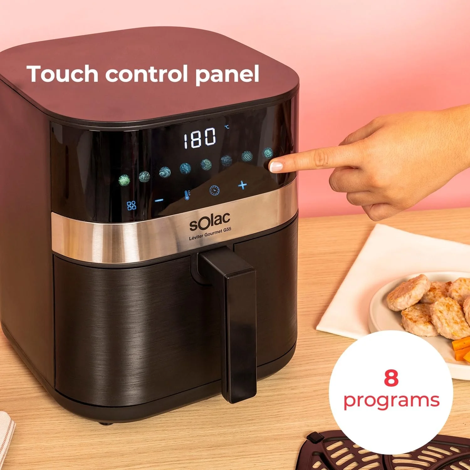 Мультипіч Solac Léviter Gourmet G55 5.5 л 1400 Вт 8 програм з цифровим дисплеєм, фото №3 Мультипіч Solac Léviter Gourmet G55 5.5 л 1400 Вт 8 програм з цифровим дисплеєм, фото №3
