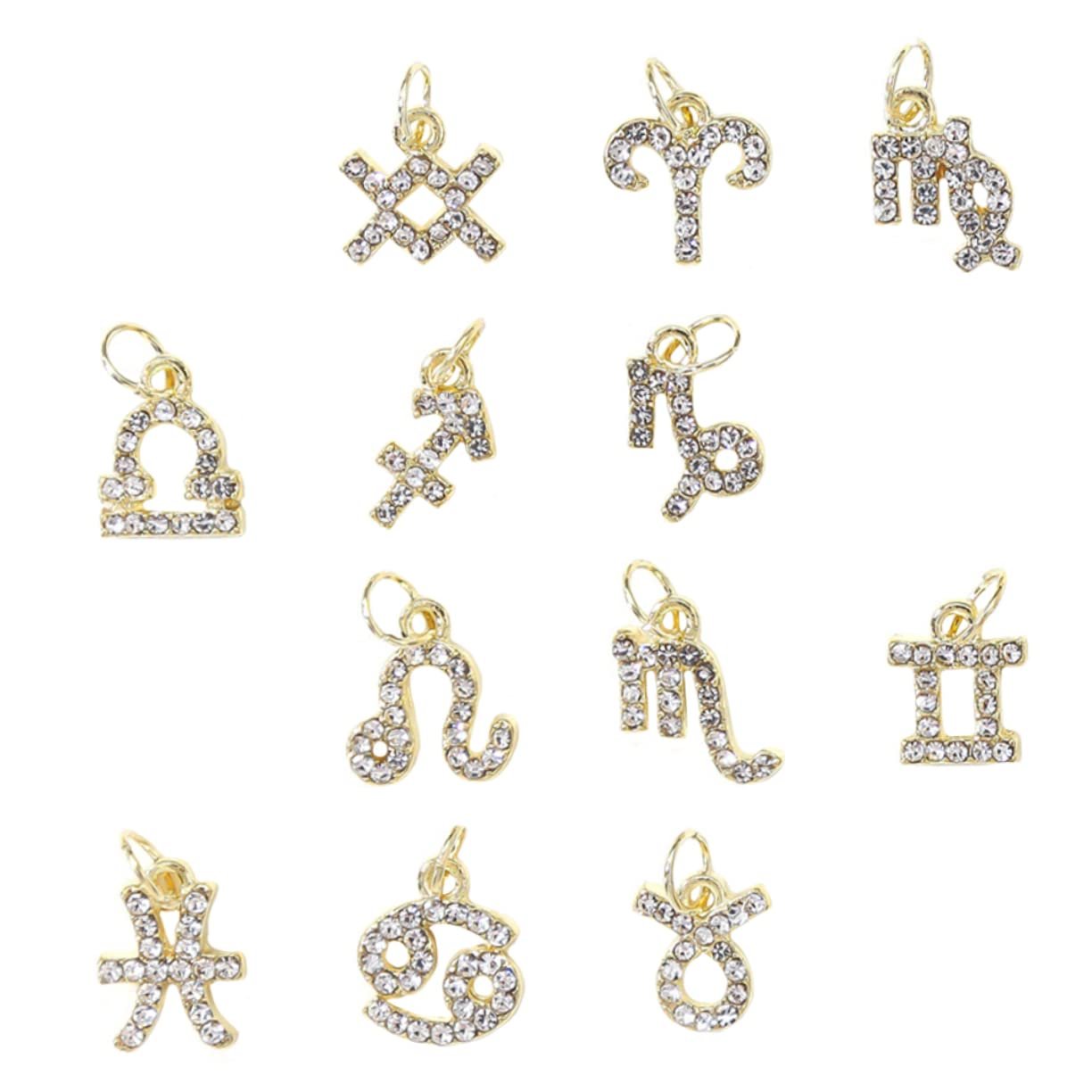 Украшение для ногтей Созвездие Бренд FRCOLOR Брелок Зодиак Блестки для ногтей Подвеска из страз Держатель для ожерелья Наклейка для ногтей 3D Стразы для маникюра 12 шт., фото №1