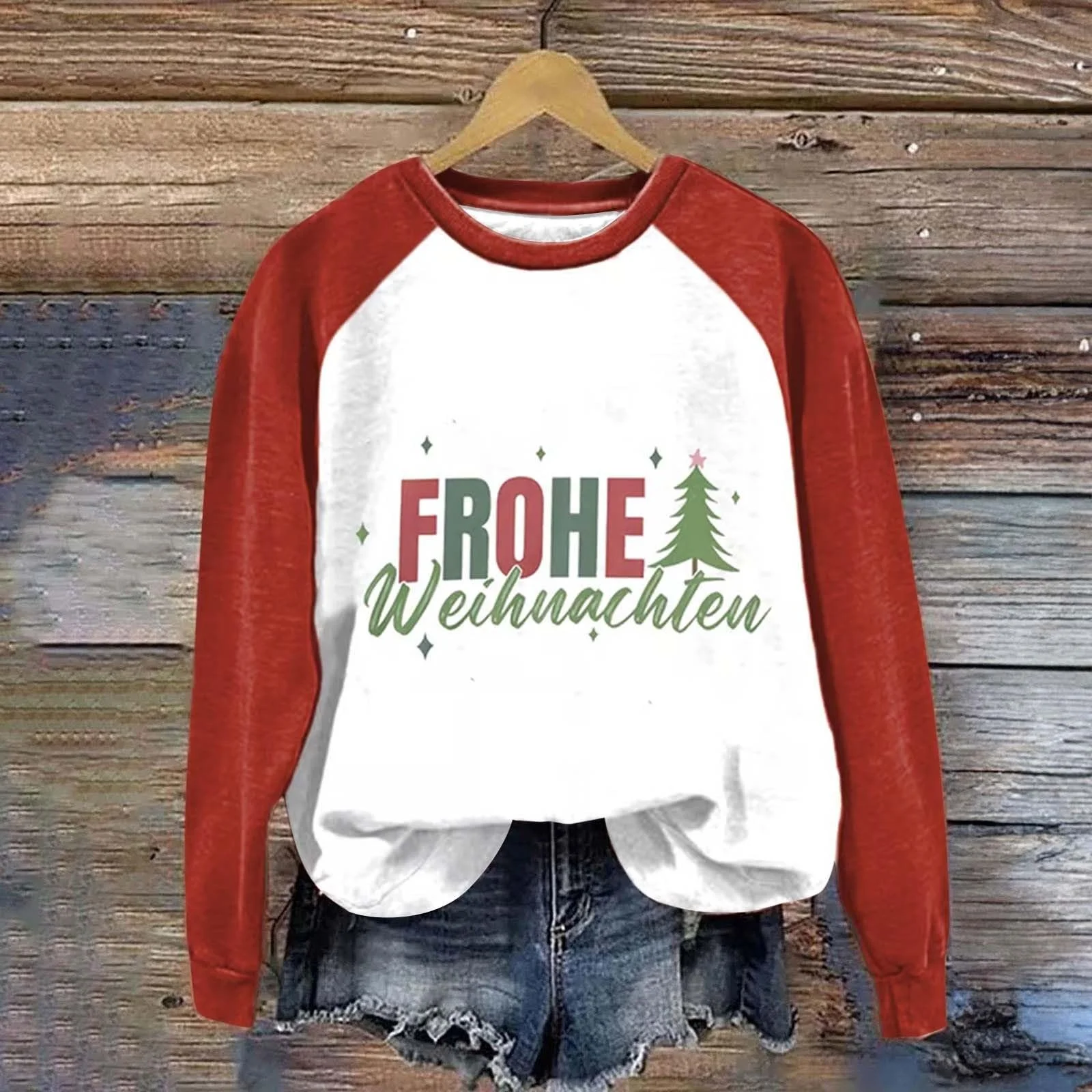 Женская Толстовка с Длинным Рукавом Плюс Размер Мягкая Рождественская Елка Буквенный Принт Повседневная Мода Свободная Худи с Открытыми Плечами на Шнуровке, фото №3