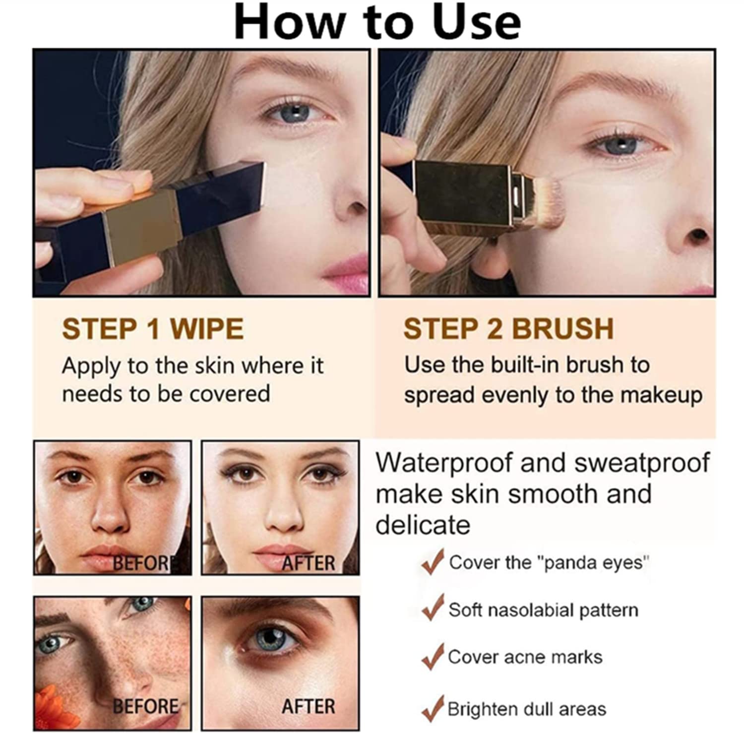 Коректор Стік 2-в-1 Foundation & Concealer Natural One Size, фото №4