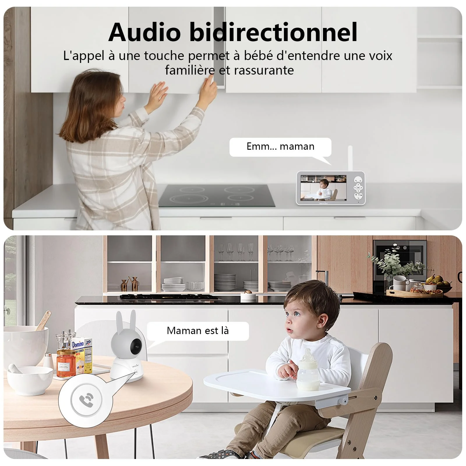 Відеоняня wansview 5 дюймів 1080P WiFi 2.4/5 ГГц IR нічне бачення автовідстеження двосторонній аудіозв'язок датчик температури та руху/шуму, фото №5 Відеоняня wansview 5 дюймів 1080P WiFi 2.4/5 ГГц IR нічне бачення автовідстеження двосторонній аудіозв'язок датчик температури та руху/шуму, фото №5