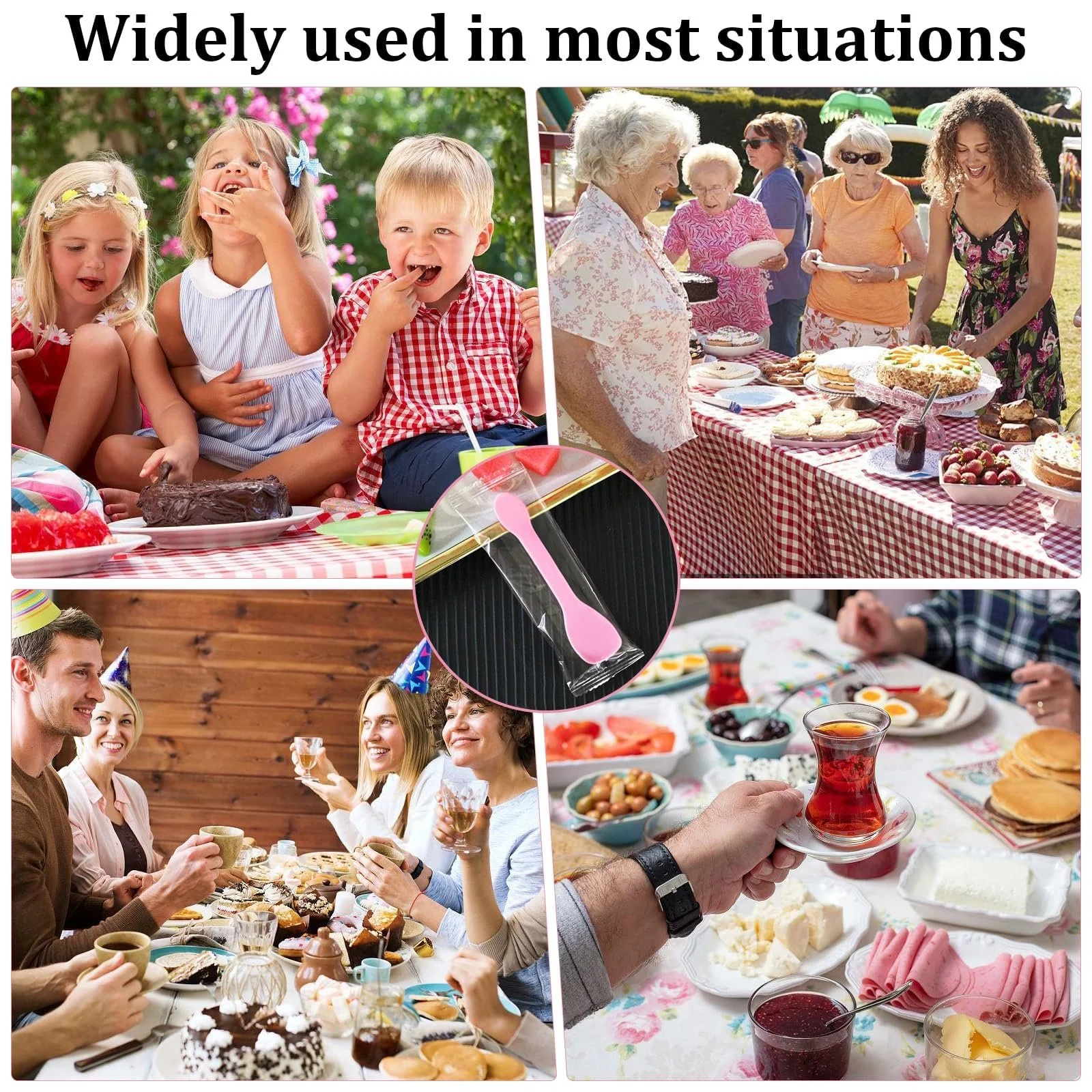 Ложки Десертні Рожеві 10 cm, пачка 100 штук, фото №2