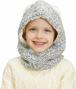 В'язана шапка-капюшон для дівчаток Magracy, зимова, тепла з вушками - Фото 1