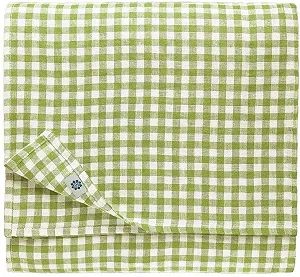 Скатертина Linen & Cotton Estella 100% льон 140 x 220 см Біло-зелена - Фото 1