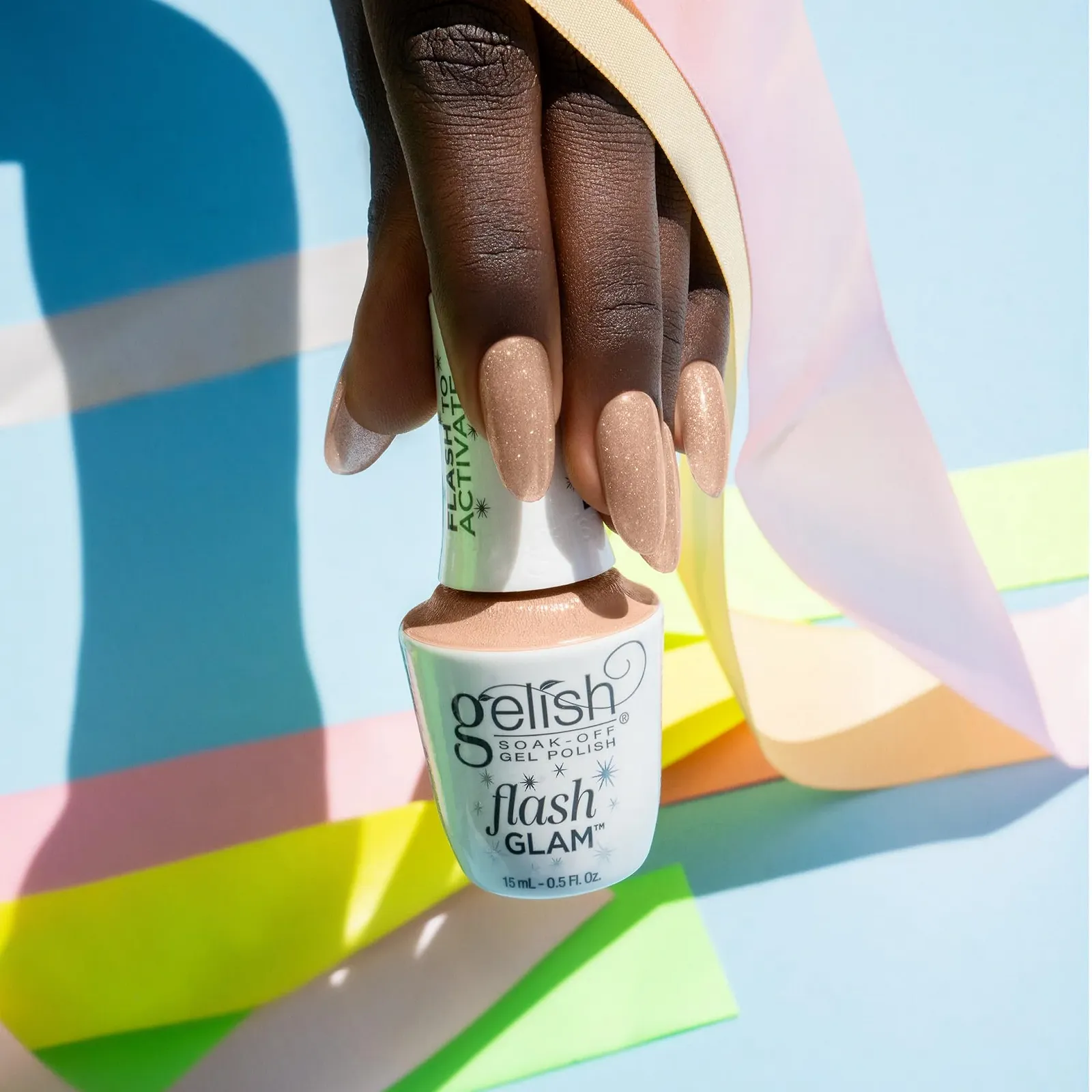 Гель-лак Gelish Flash Glam™ Bright Up My Alley Оранжевый Блеск, 15 мл, фото №6 Гель-лак Gelish Flash Glam™ Bright Up My Alley Оранжевый Блеск, 15 мл, фото №6