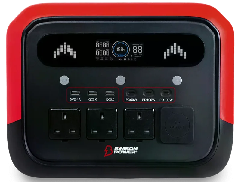 Зарядная станция Bimson Power BP1200PPS 2400 Вт / 1200 Вт / 1024 Вт*ч / LiFePO4 / Быстрая зарядка, фото №2 Зарядная станция Bimson Power BP1200PPS 2400 Вт / 1200 Вт / 1024 Вт*ч / LiFePO4 / Быстрая зарядка, фото №2