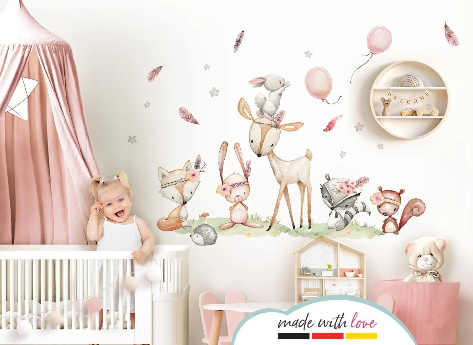 Наклейка на стену Little Deco DL5070 XL Лесные животные Олень Лиса, фото №2
