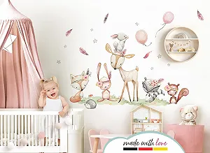 Наклейка на стіну Little Deco DL5070 XL Лісові тварини Олень Лисиця synthetic.ua - Фото 1