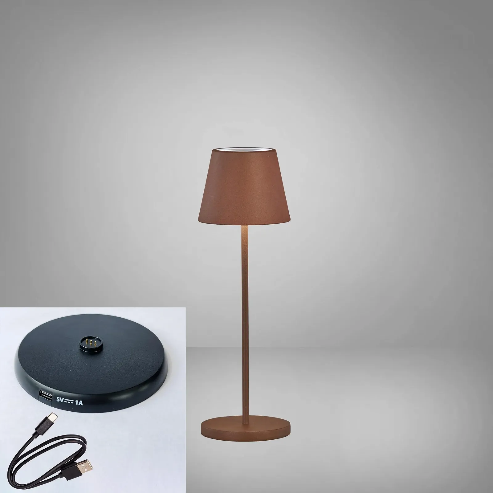 Настільна лампа Cosenza Outdoor Акумуляторна Бездротова USB-C/USB-A 34 см Колір іржі, фото №6