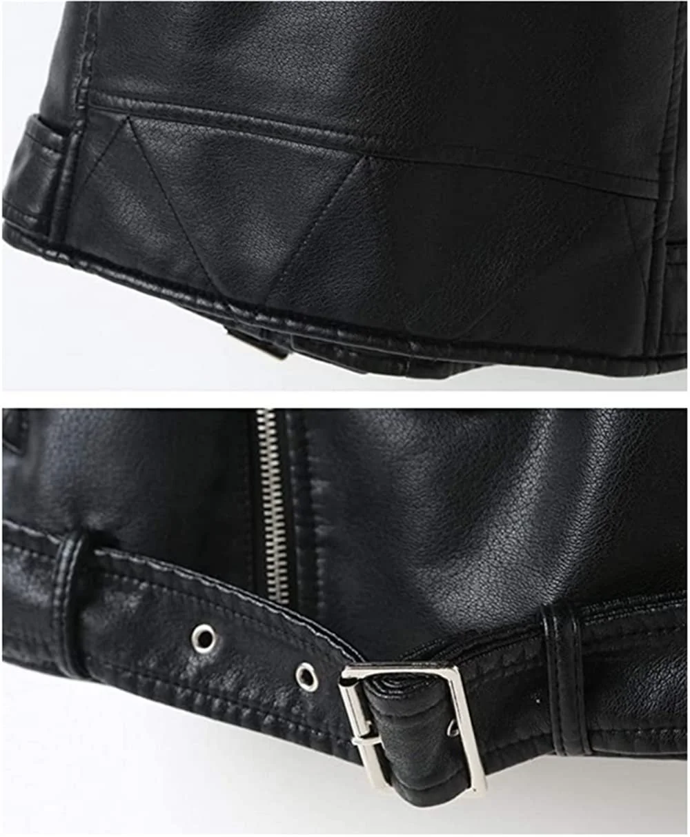 Дитяча байкерська куртка без рукавів зі штучної шкіри з асиметричною блискавкою, фото №4