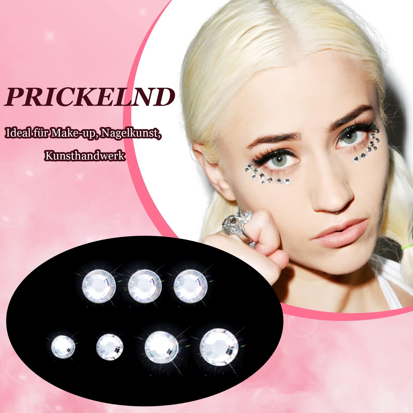 Блестки SPOKKI Камни для лица Блестки для лица Самоклеящиеся 792 шт Стразы Самоклеящиеся бусины для лица Глаза Тело Ногти для фестиваля Карнавал Макияж DIY Хэллоуин Рождественские украшения, фото №4