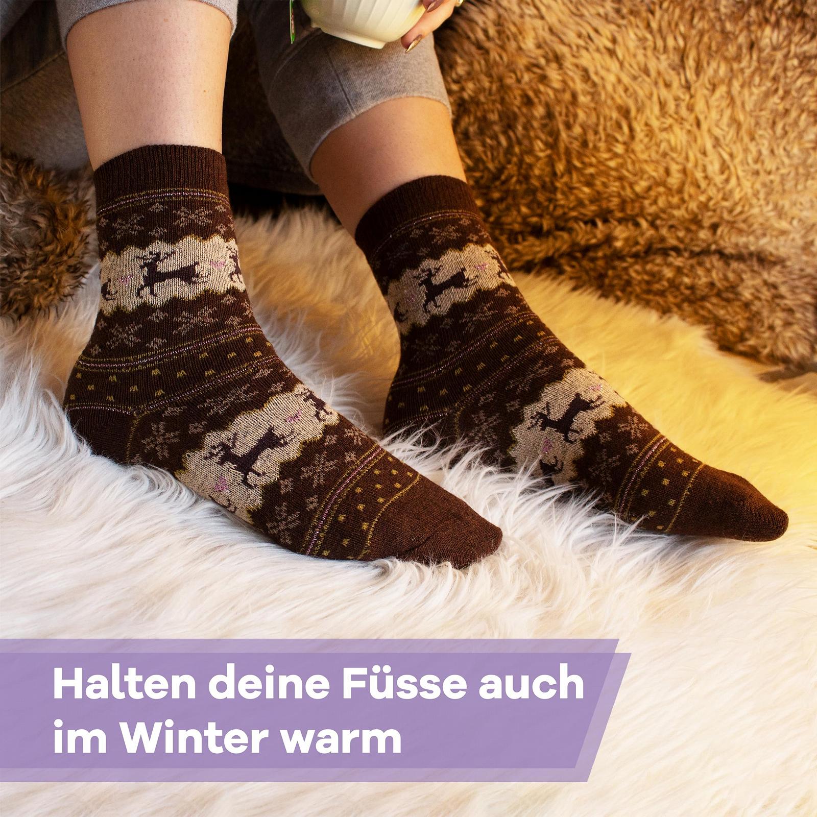 Носки Netrox зимние, 3 пары, теплые и мягкие Рождественские носки I 35-42 I Пушистые носки для женщин и детей, красный, коричневый, белый, 2.5-7.5, фото №4