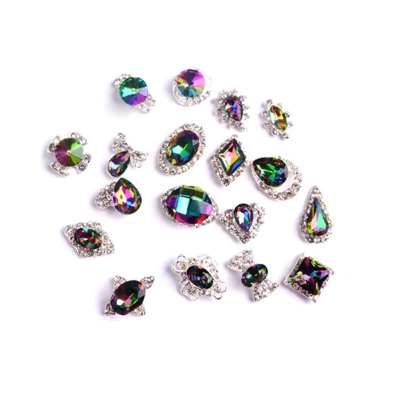 Украшения для ногтей Housoutil Кристальные 20 шт разноцветные стразы AB-бриллианты, случайный стиль, фото №1