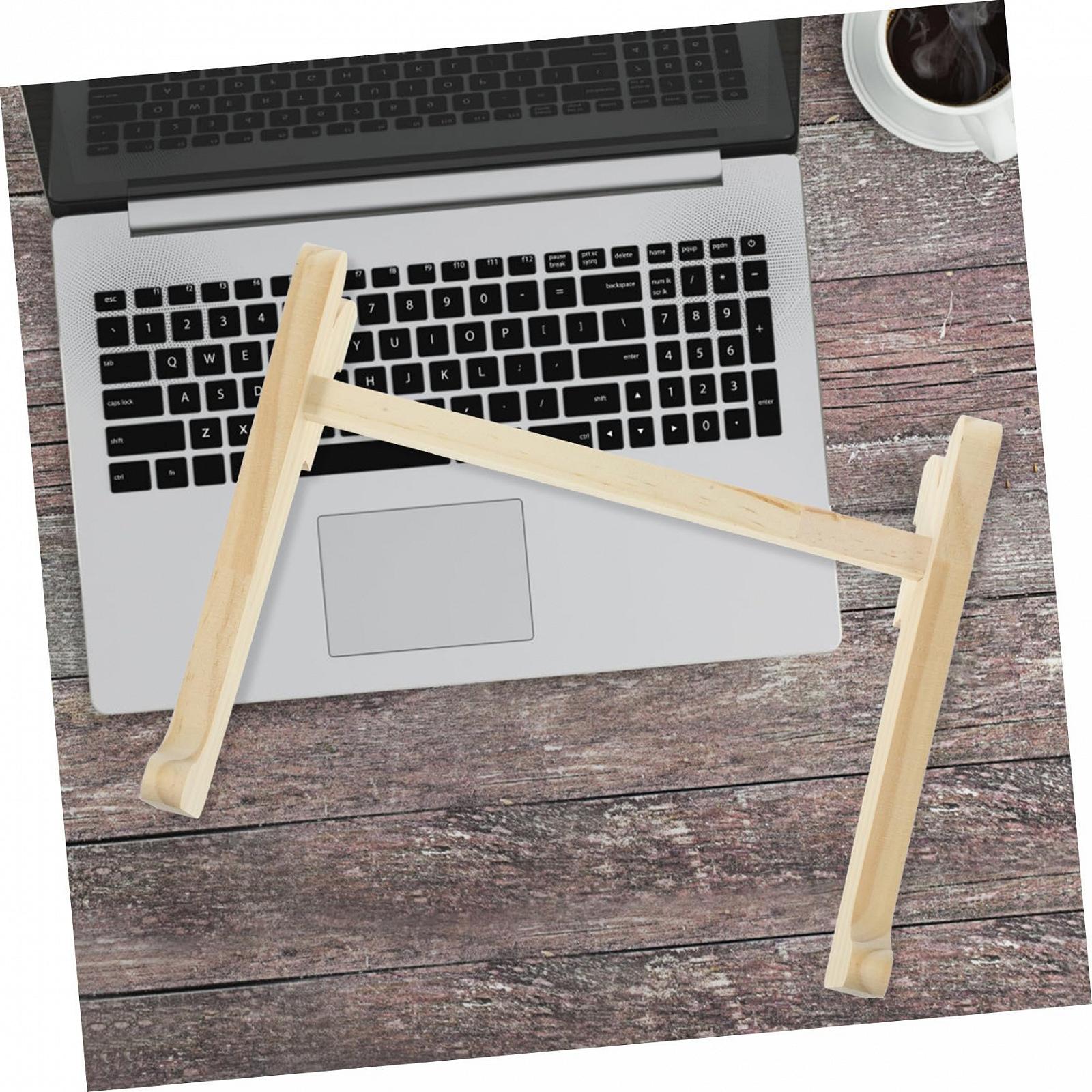 Дерев'яна Підставка для Ноутбука, Ергономічна для Столу, Міцна для Комп'ютера з Міцного Дерева, Вентильована для Охолодження, фото №3
