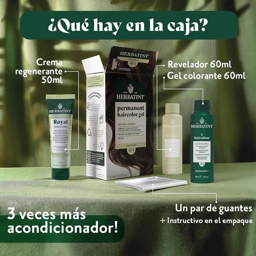 Фарба для волосся Herbatint Permanent Gel 5c Світлий Попелястий Каштан, 170 мл, фото №3