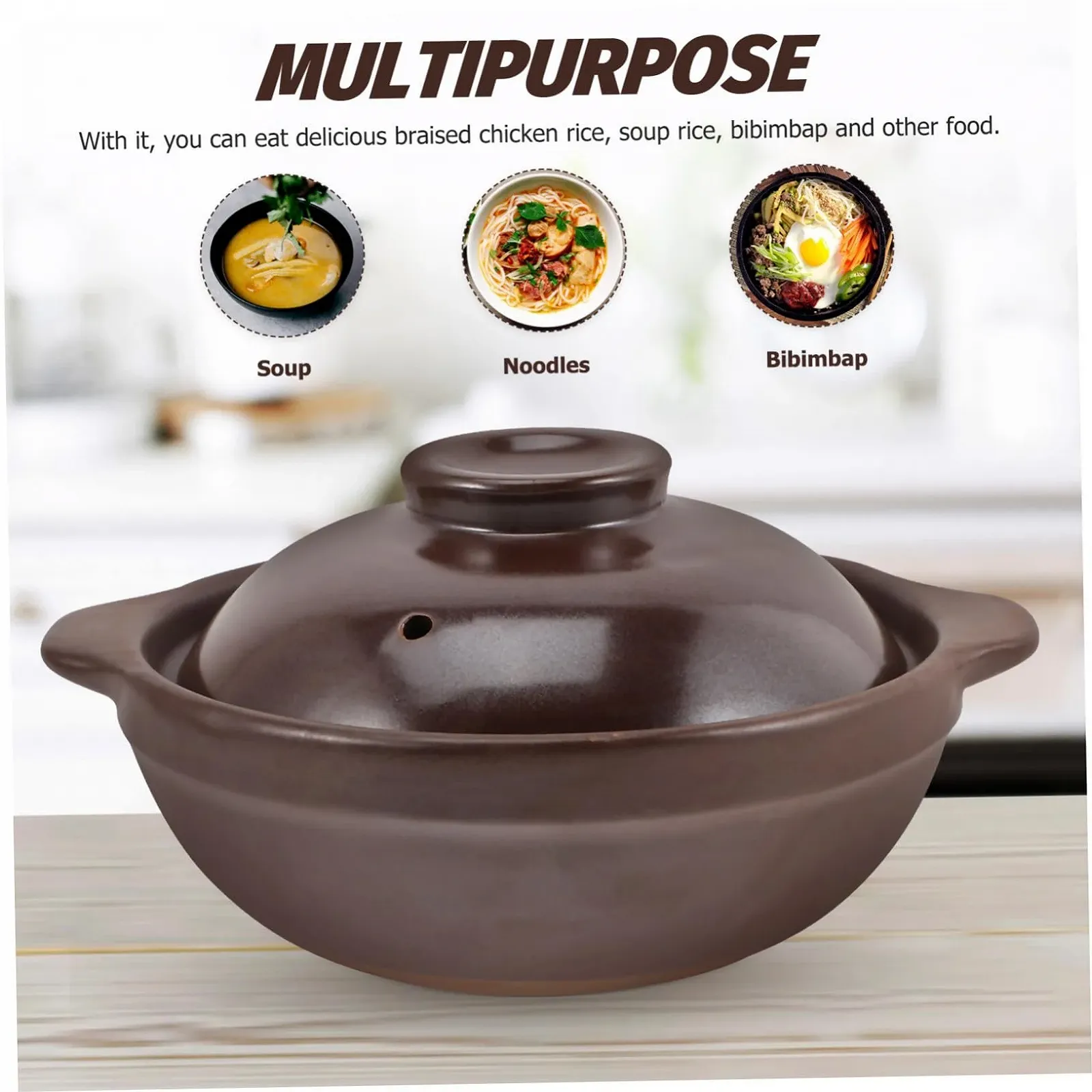 Кастрюля керамическая малая с крышкой жаропрочная с антипригарным покрытием Коричневая, фото №6