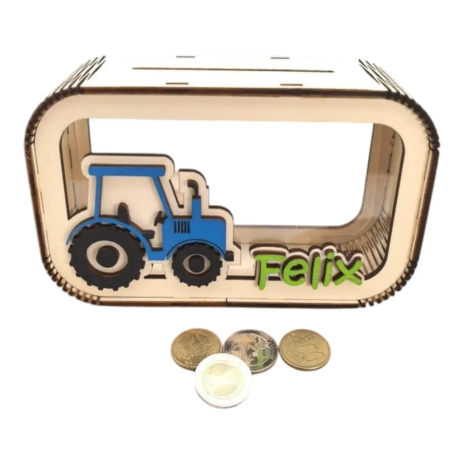 Скарбничка дерев'яна Трактор Персоналізована Ферма Бук, фото №1