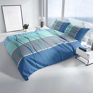 Комплект Постільної Білизни Microfibre Leonado Vicenti 155 x 220 см Waves Striped Modern Blue Turquoise з потайною блискавкою synthetic.ua - Фото 1
