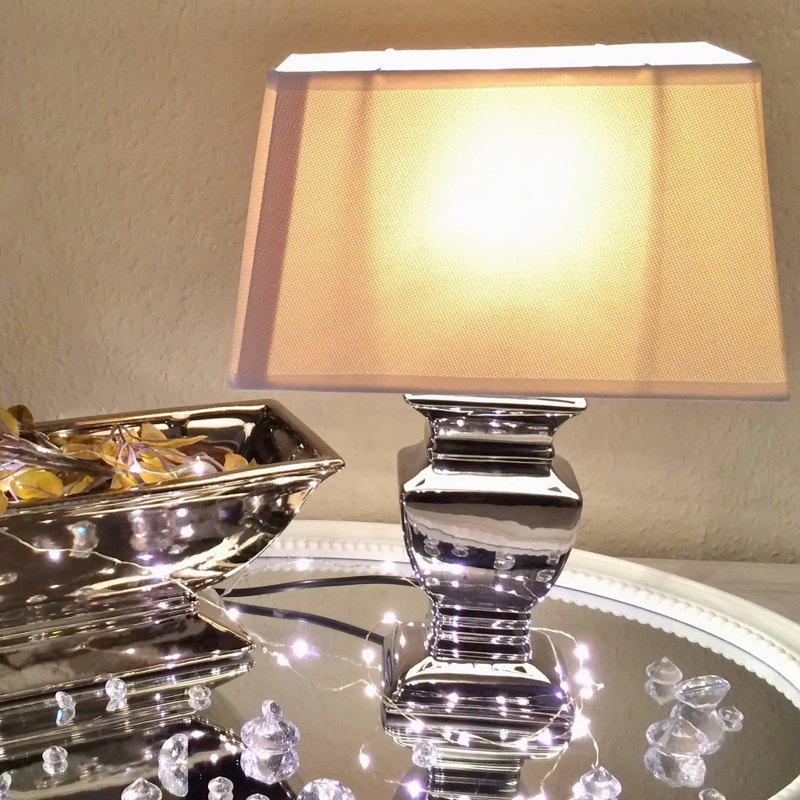 Настільна лампа DRULINE Silver Lady 35 см Біло-сріблястий, фото №2