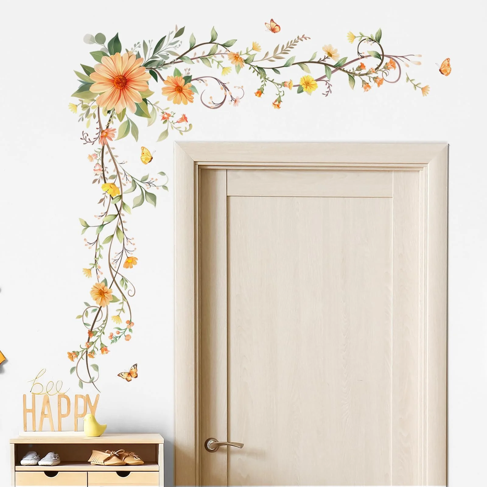 Наклейка на стіну Tanlaby Plants Flowers Рослини Квіти Ліана Ромашка Ретро 29 x 90 см, фото №6