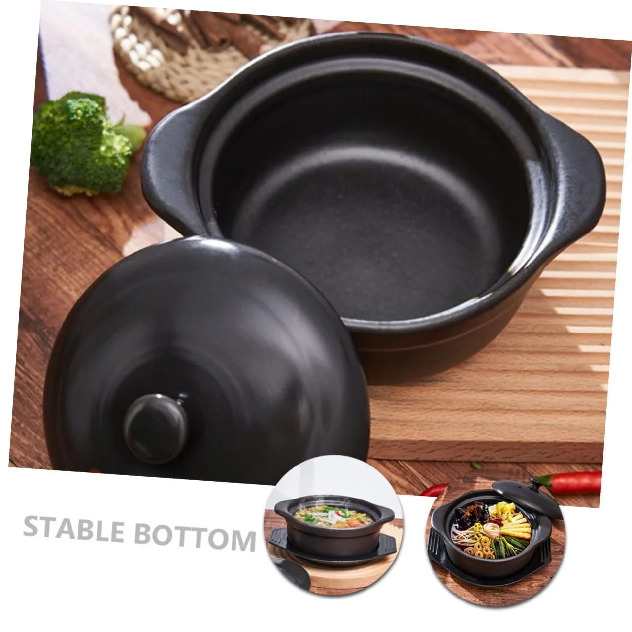 Каструля-кокор Sosoport керамічна для тушкування з кришкою багатофункціональна побутова для супу та курки, фото №6