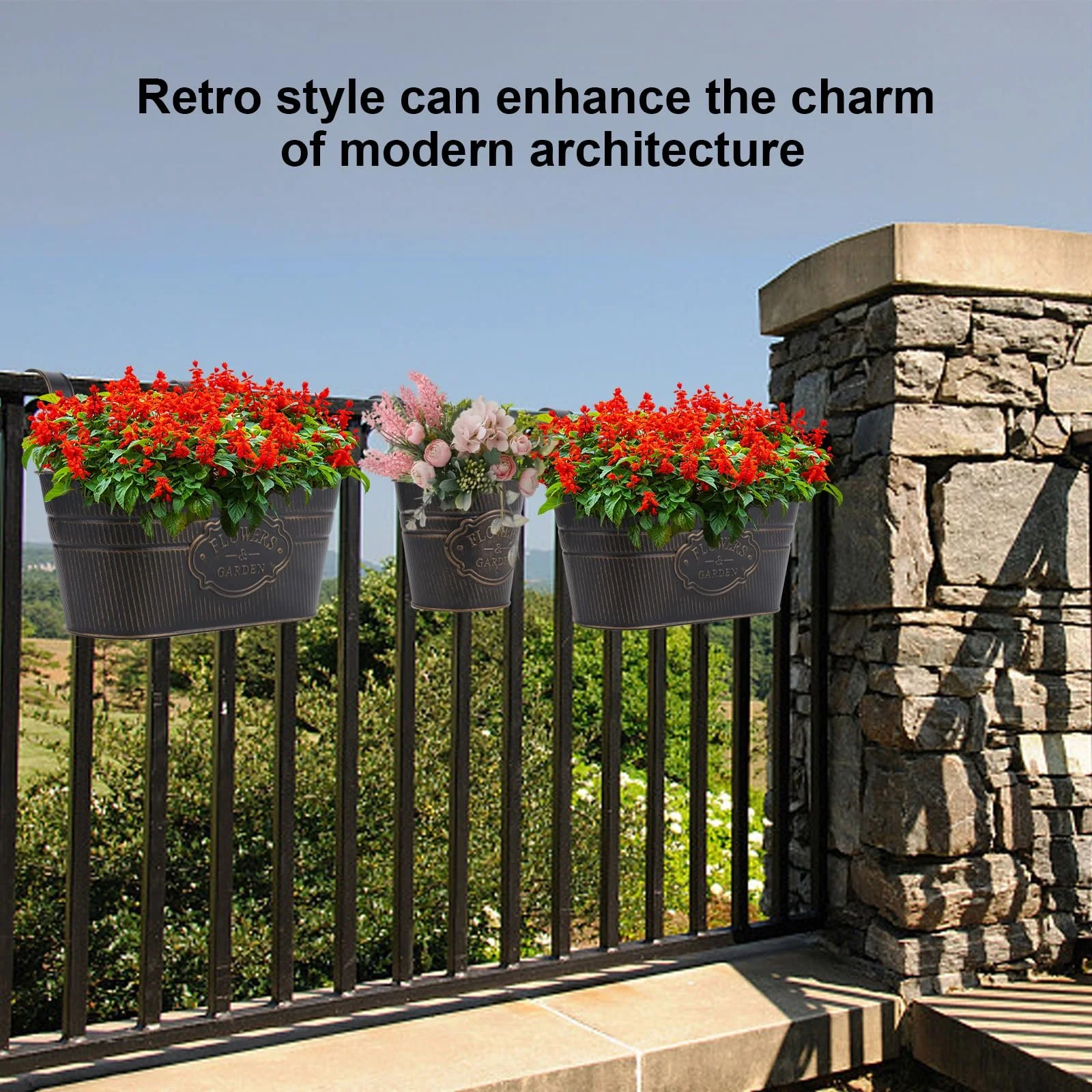 Набор подвесных металлических цветочных горшков 3 шт. Железо, фото №5 Набор подвесных металлических цветочных горшков 3 шт. Железо, фото №5