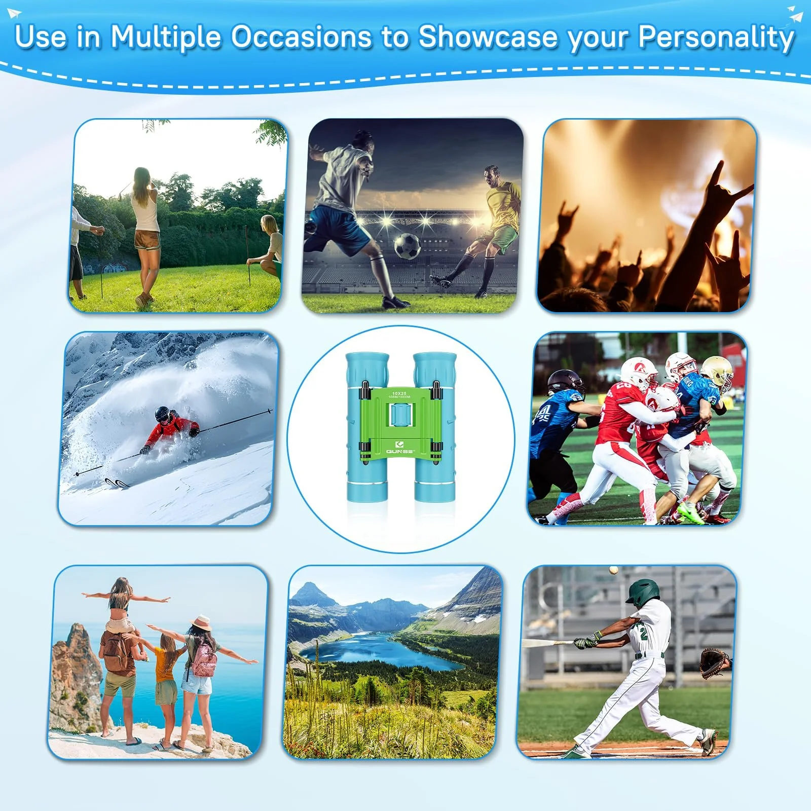 Бінокль QUNSE Mini 10 x 25 Blue Green, фото №8