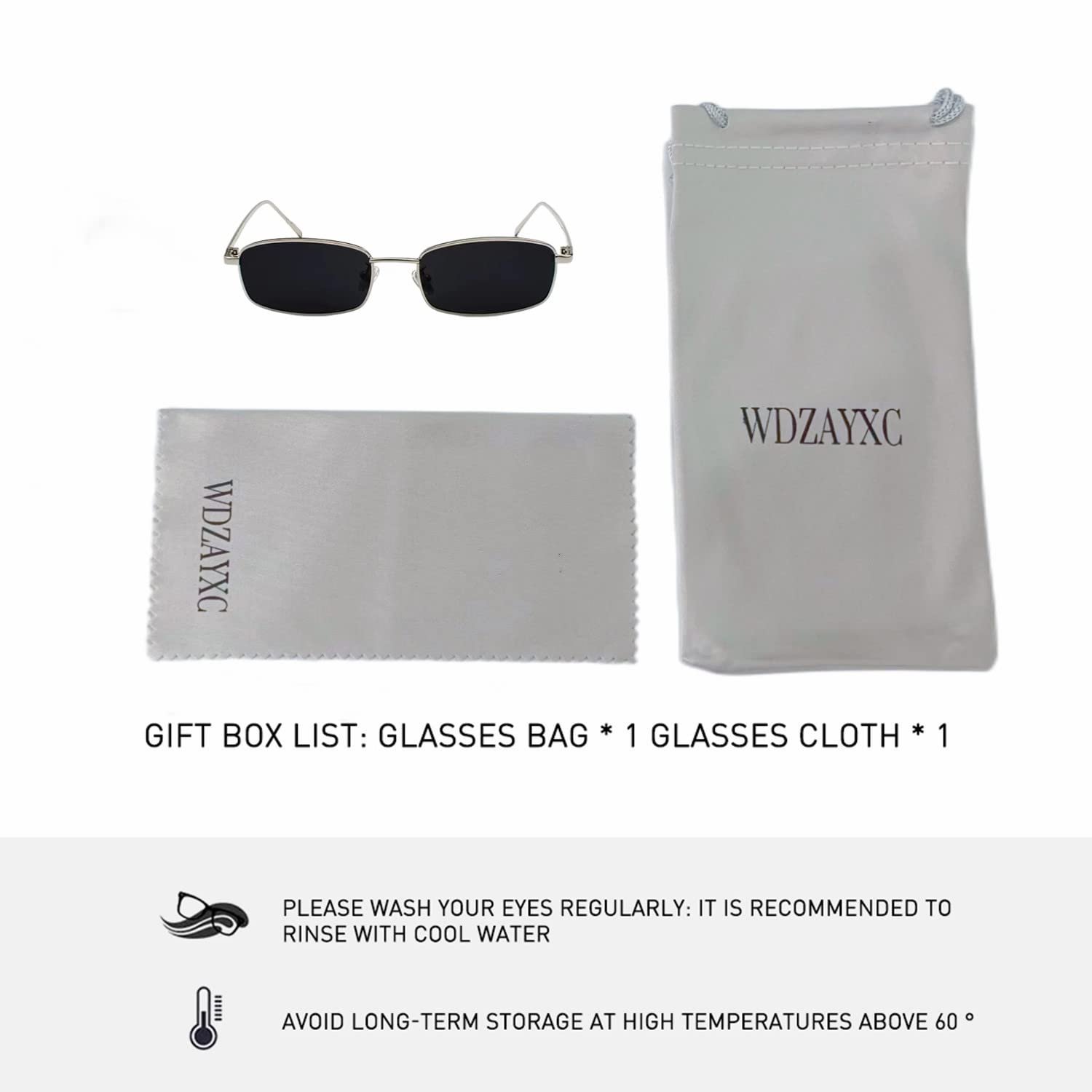 Класичні прямокутні сонцезахисні окуляри WDZAYXC Ретро Тонка металева оправа Вінтажні, фото №4