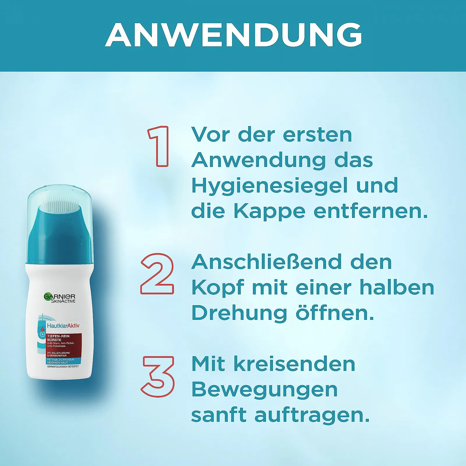 Щітка для вмивання Garnier Active Deep Pure з саліциловою кислотою, для боротьби з прищами, для чистої шкіри, 1 x 150 мл, фото №3