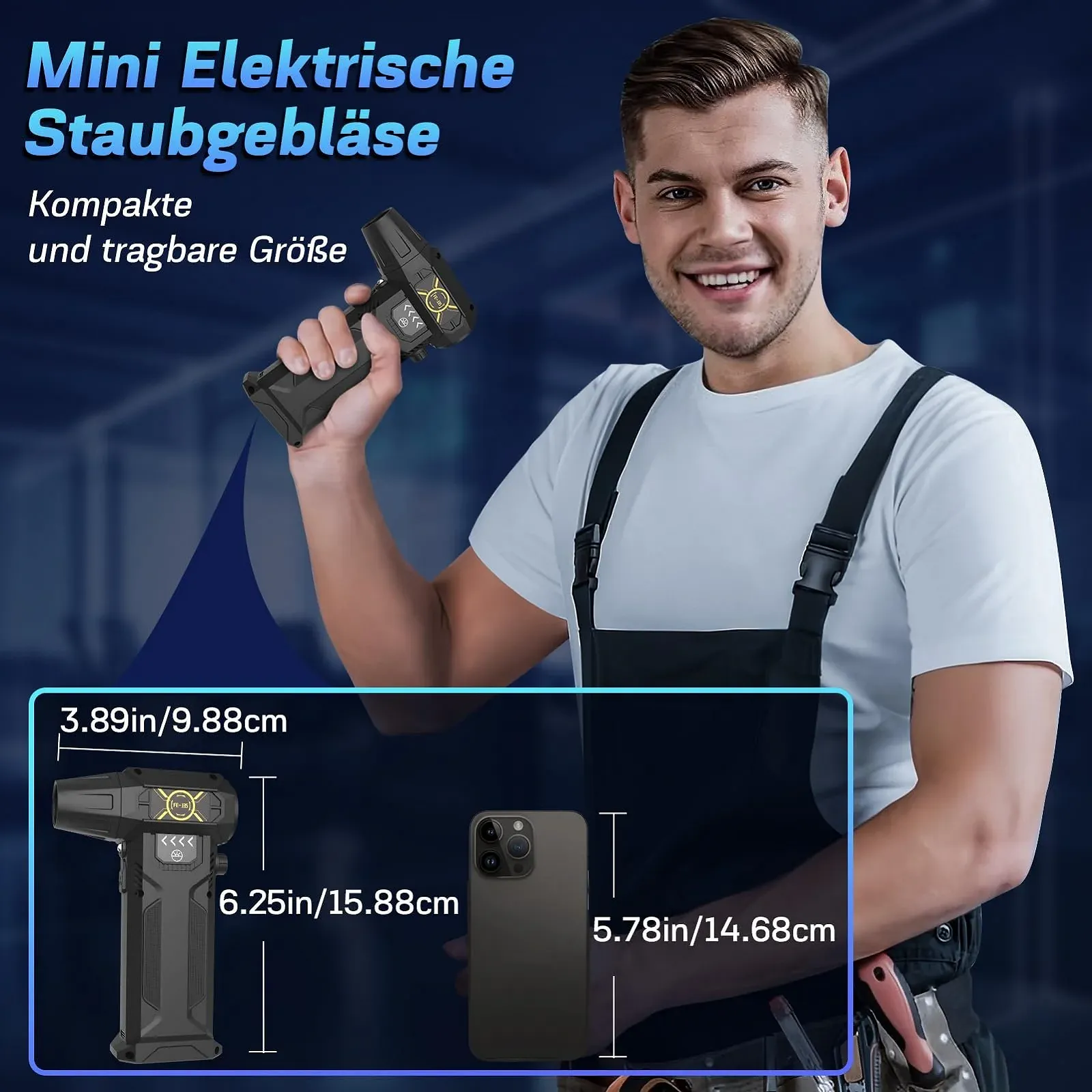 Акумуляторний повітродувка  150 000 об/хв 3 швидкості 8000 мАг, фото №6