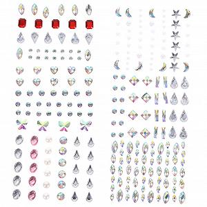 Стразы POPETPOP Самоклеющиеся 6 листов для лица, блестящие, для макияжа, DIY, украшения для фестивалей, карнавалов, свадеб, вечеринок, блестящие наклейки со стразами для глаз, лица - Фото 1