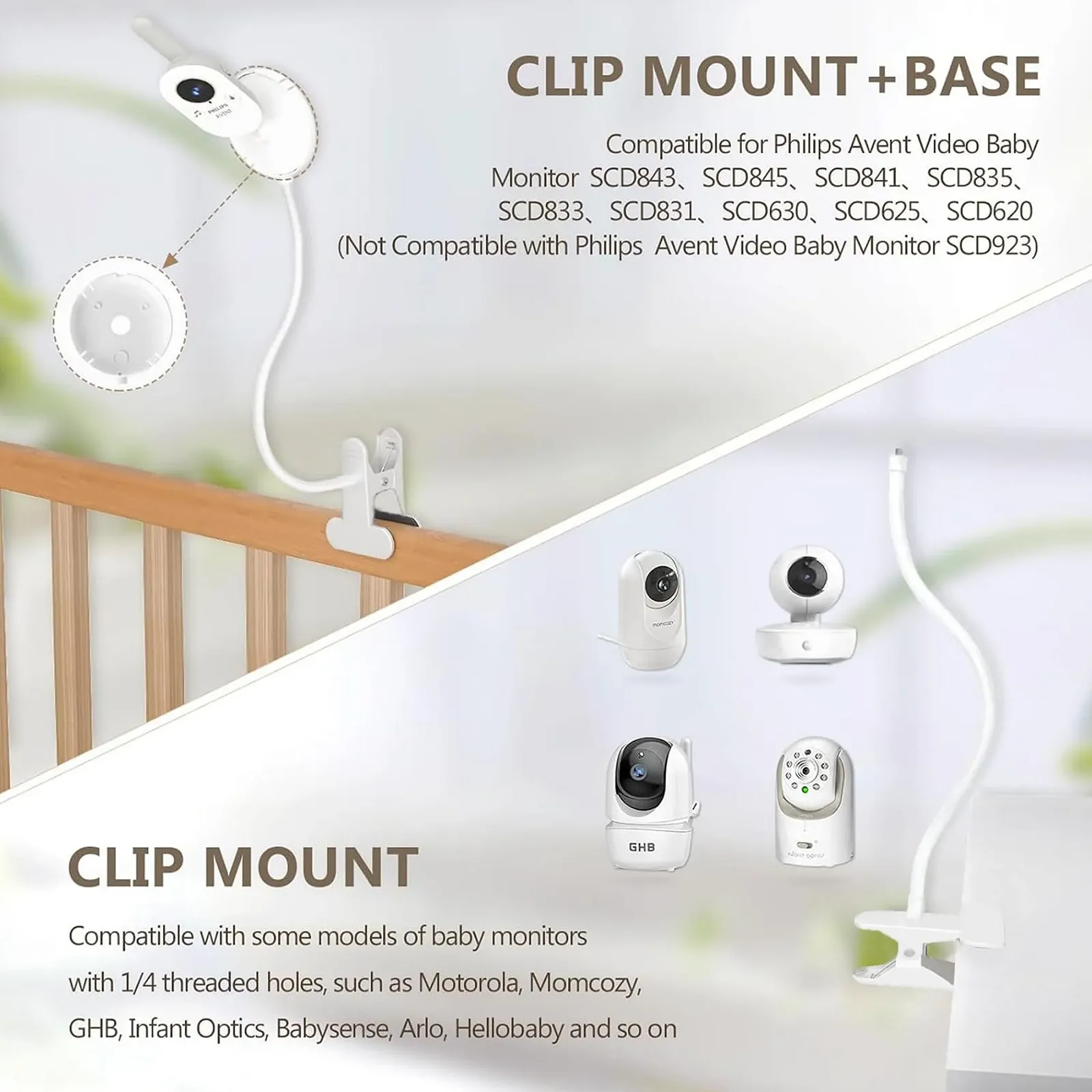 Тримач для відеоняні Philips Avent SCD843/26 SCD833/26 SCD630/26 Clip Stand 4.5 см, фото №7