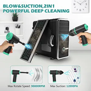 Электрическая воздуходувка и мини-пылесос 2-в-1 EVARYOO 90 000 RPM 12 Kpa 90W 7000 mAh LED-подсветка synthetic.ua - Фото 1