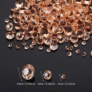 Стразы Акриловые кристаллы с острой основой 3 размеров 4000 шт. для свадебного декора, маникюра, заполнения косметички, украшения макияжа, декорирования рабочего стола (розовое золото) synthetic.ua - Фото 1