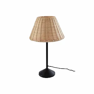 Настільна лампа Lindby Zyralia Country House Vintage Rustic чорна дерево 1 лампа E27 - Фото 1